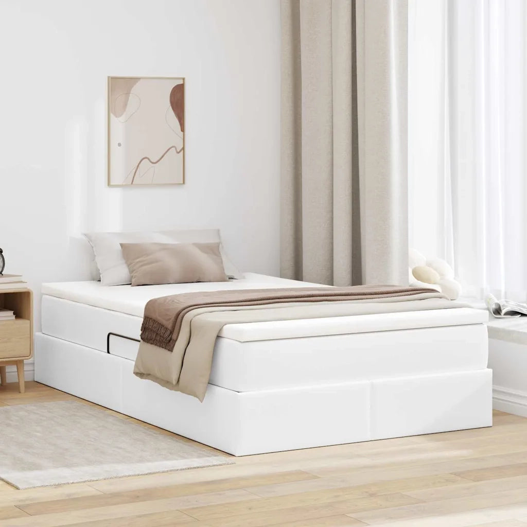 Letto con contenitore e materasso Bianco 120 x 200 cm