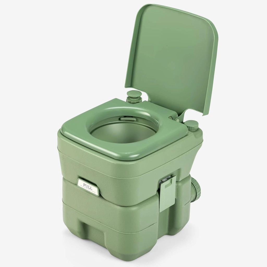 GIANTEX WC portatile da campeggio con serbatoio d'acqua dolce 12 litri e serbatoio dell'acqua di scarico 20 l, smontabile, interno ed esterno, per campeggio pesca viaggio barca (verde)