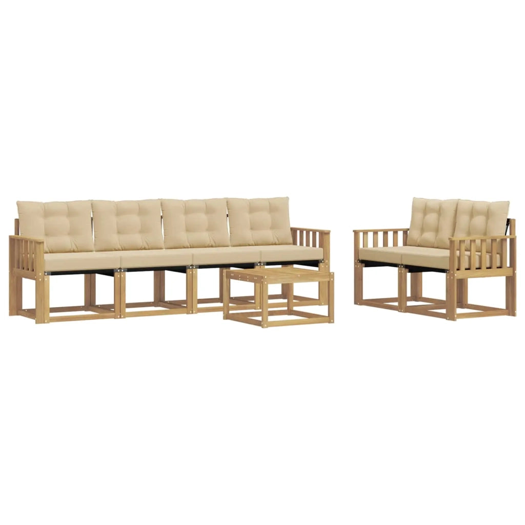Set di divani da esterno 7 pz Bianco e Beige 3389235
