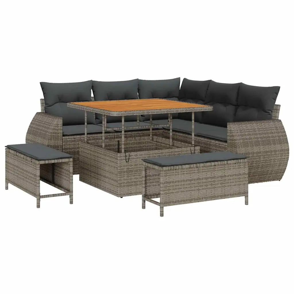 Set Divano da Giardino con cuscino 8 pcs Grigio polyrattan 3363818