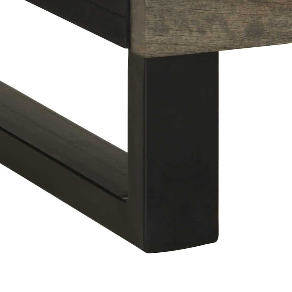 Comodino Nero 50x33x62 cm in Legno Massello di Mango 4017694