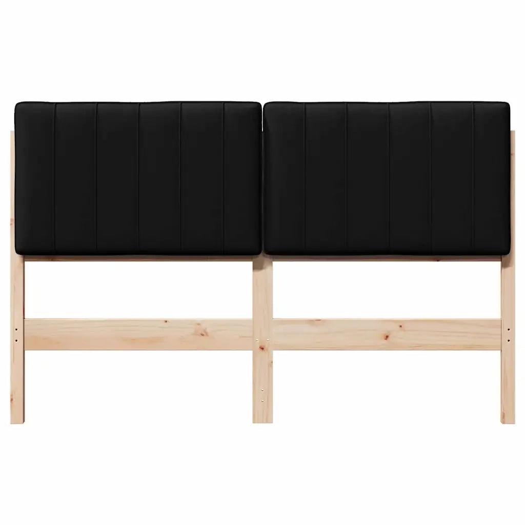 Testiera imbottita Marrone e Nero 135 cm Pino massello 880185
