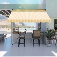 Tenda da Sole a Bracci 3x1.5m con Manovella e Struttura Telescopica, Arancione e Bianco