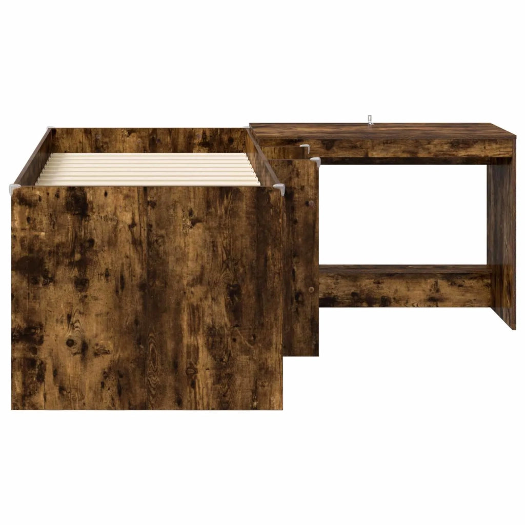Letto alto per bambini con scrivania 2 pz Rovere Fumo 3423466