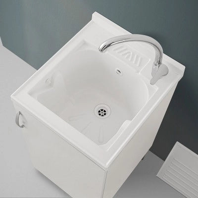 Mobile lavatoio 45 bianco con vasca in resina completa di asse