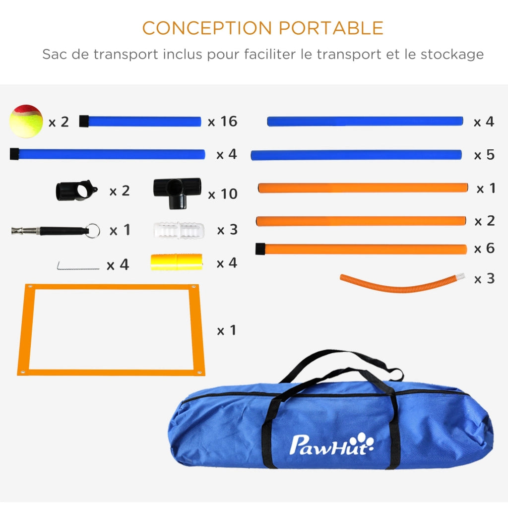 Kit agilit¨¤ cane 4 pezzi ¨C zephmum ¨C con slalom, anello salto, ostacoli e sacco trasporto