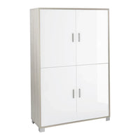 Armadio mobile 4 ante 107x41x162H cm in kit di montaggio colore Olmo chiaro e Bianco lucido