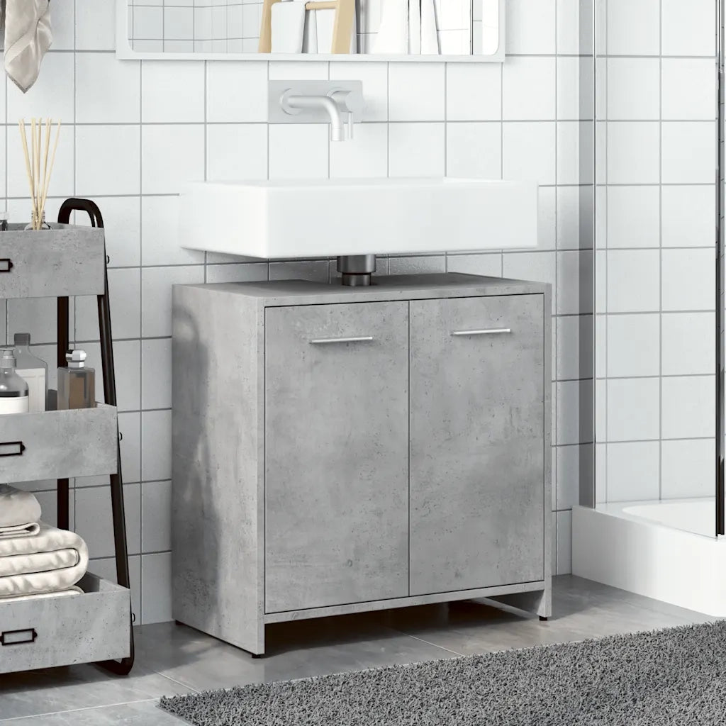Mobile Lavabo Bagno Grigio Cemento 60x33x60cm Legno Multistrato