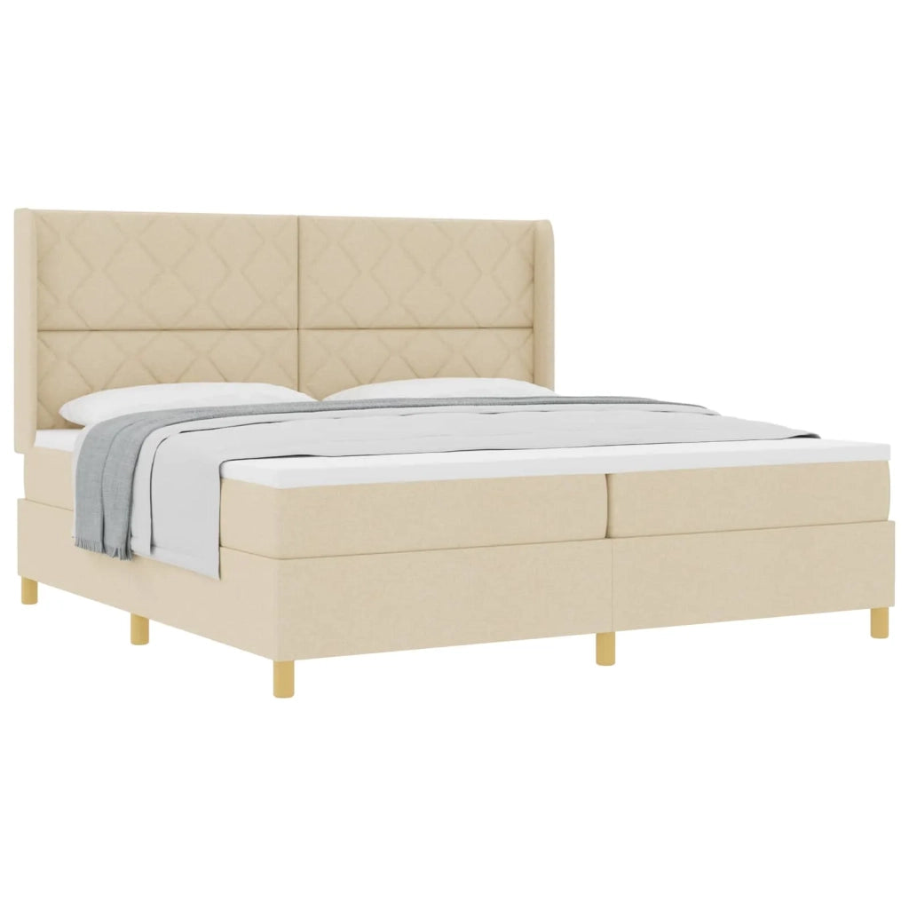 Letto a molle con materasso Crema 200 x 200 cm Tessuto 3341922