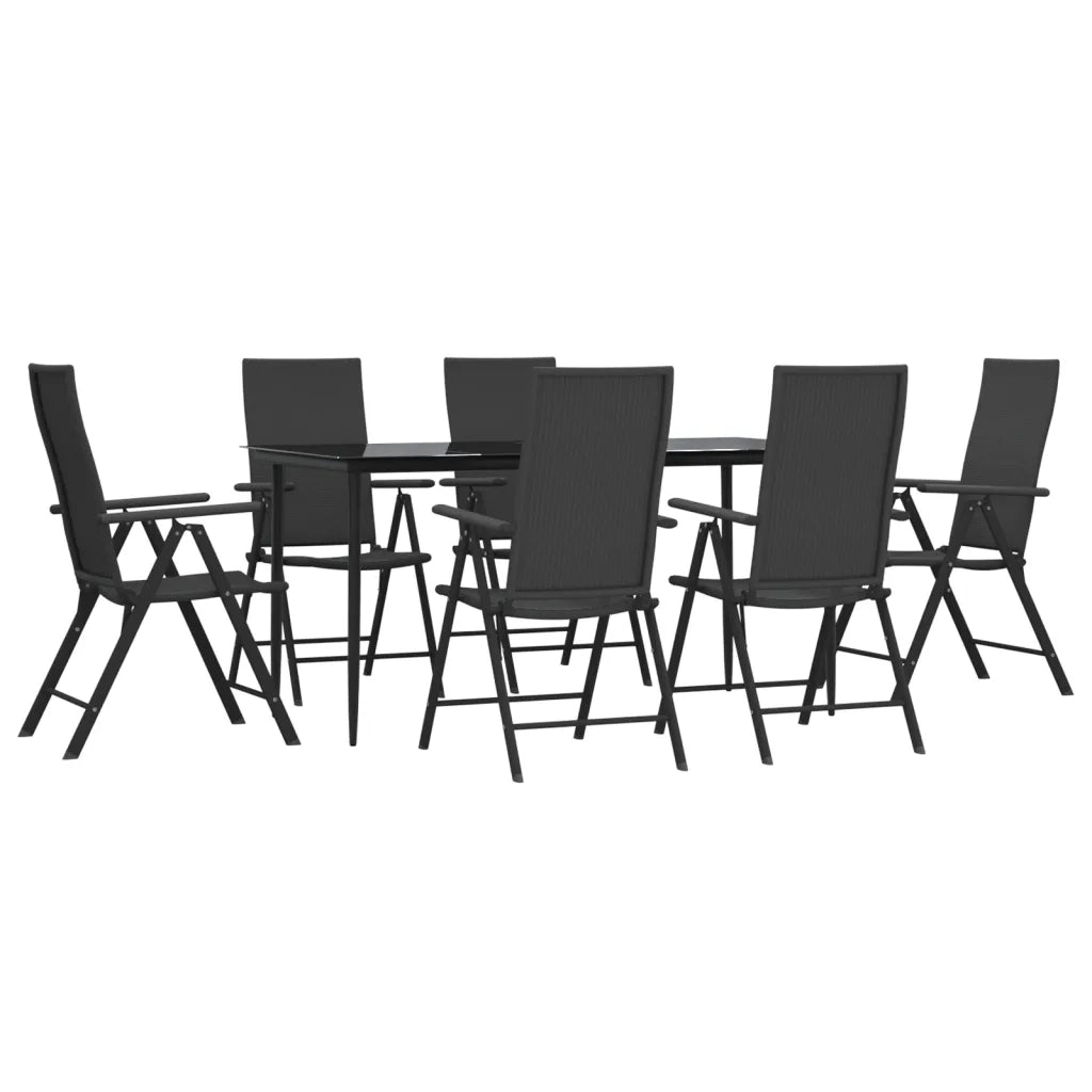 Set da Pranzo da Giardino 7 pz Nero in Polyrattan cod mxl 40939