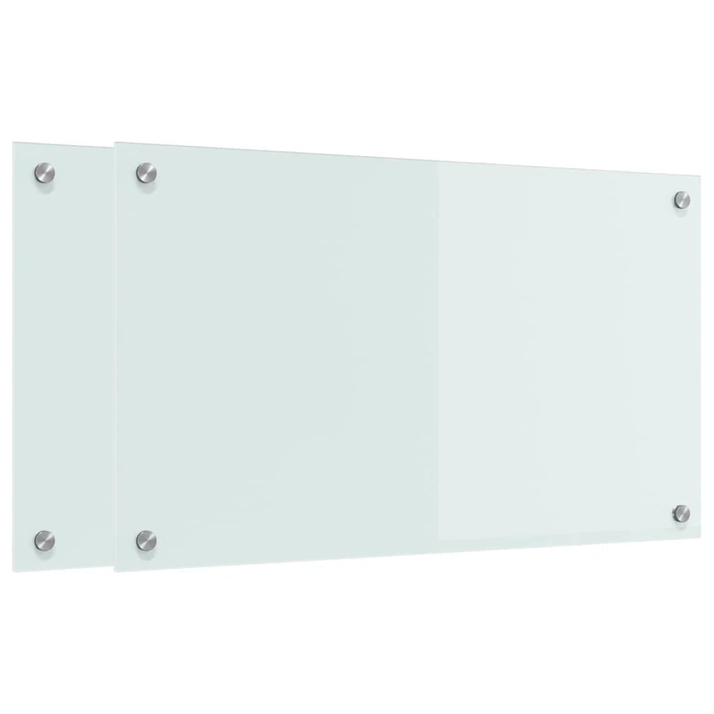Set di 2 paraschizzi moderni per cucina 70 x 40 cm design pulito facile da pulire vetro temperato bianco 02_0056282