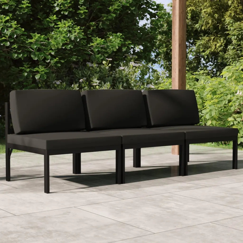 Divano da Giardino a 3 Posti con Cuscini in Alluminio Antracite cod mxl 35811