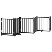 Cancelletto di sicurezza per cani con porta 6 pannelli legno massello di abete nero 02_0023332
