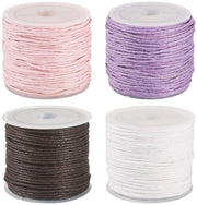 Cordone in cotone cera 1mm - 4 rotoli - cordone cera rotondo - gioielli fai da te - bracciale/collier DIY - alta qualità - cordone per gioielli