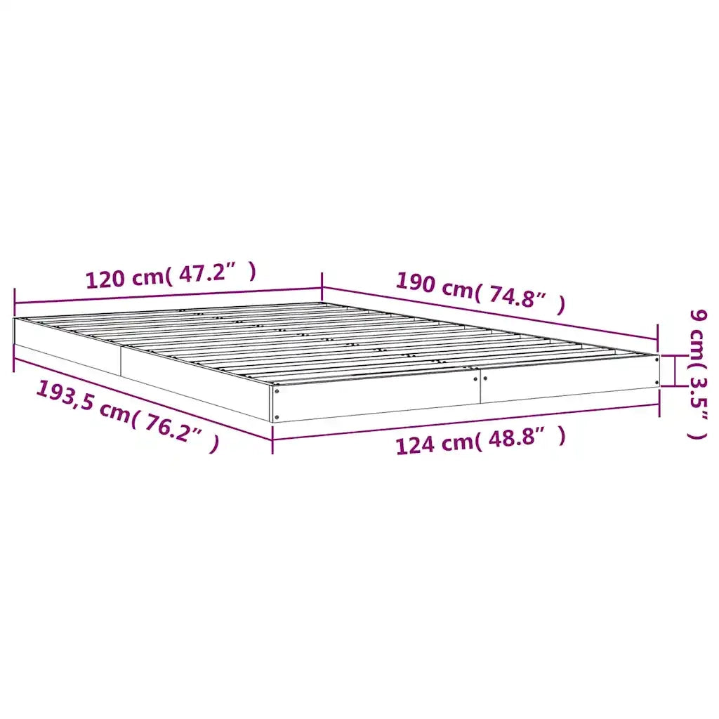 Letto senza Materasso Bianco 120x190 cm Legno Massello di Pino 823475
