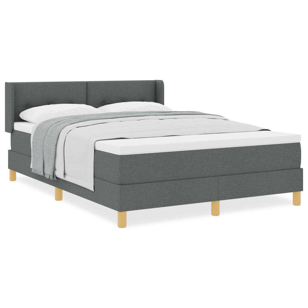Letto Box Spring con Materasso Grigio Scuro 140x190 cm Tessuto