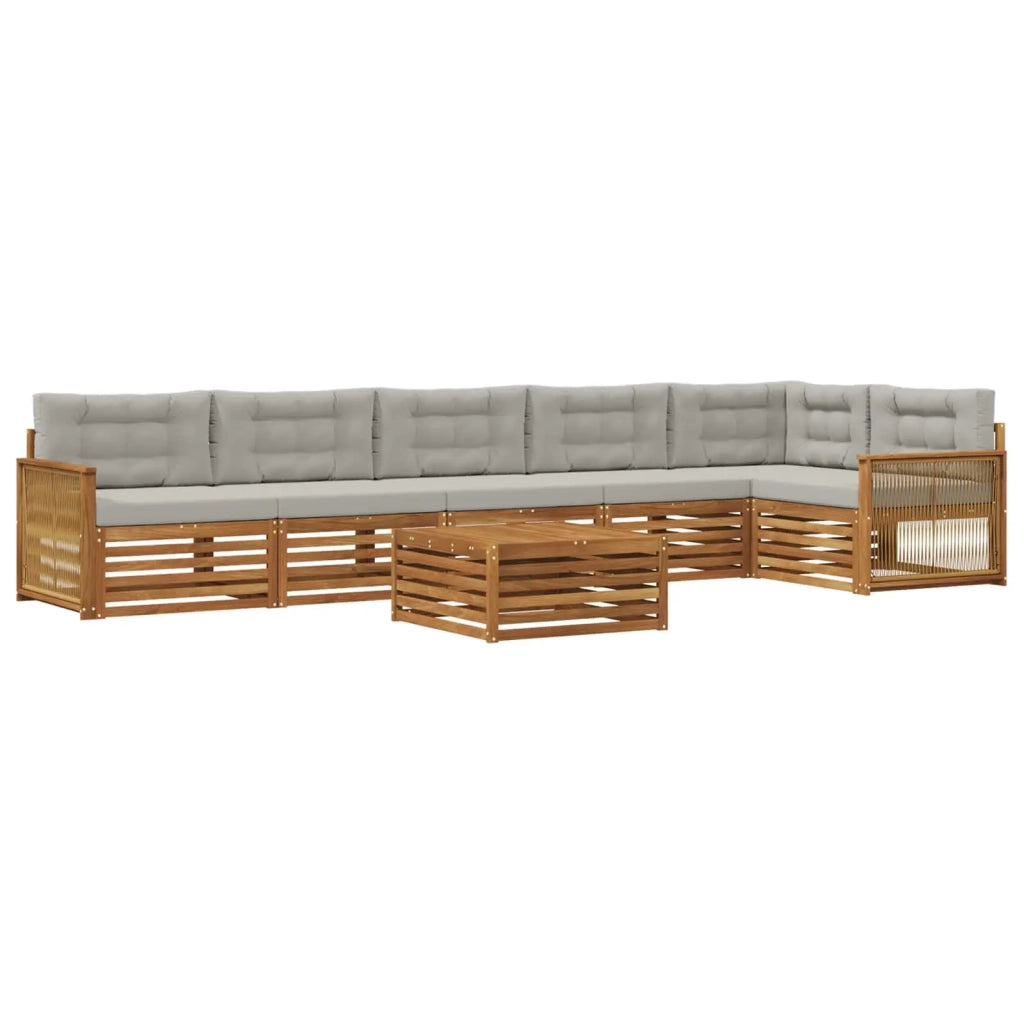Set di divani da esterno 7 pz Naturale e Grigio Chiaro 3383449