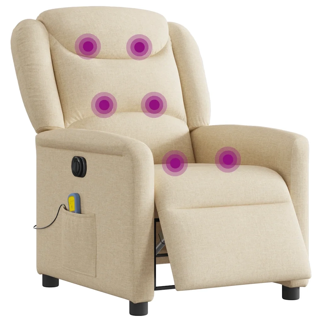 Divano Sedia-Poltrona Reclinabile Massaggiante Elettrica Crema in Tessuto 337786