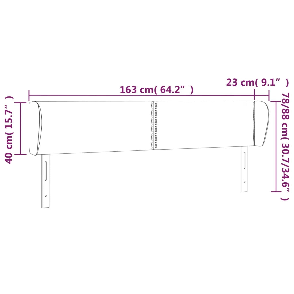 Testiera | Testata ad Orecchio Rosa 163x23x78/88 cm in Velluto
