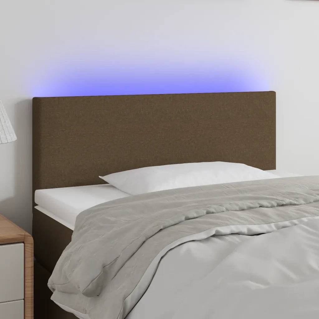 Testiera a LED-Testata con LED Marrone Scuro 100x5x78/88 cm in Tessuto 141937