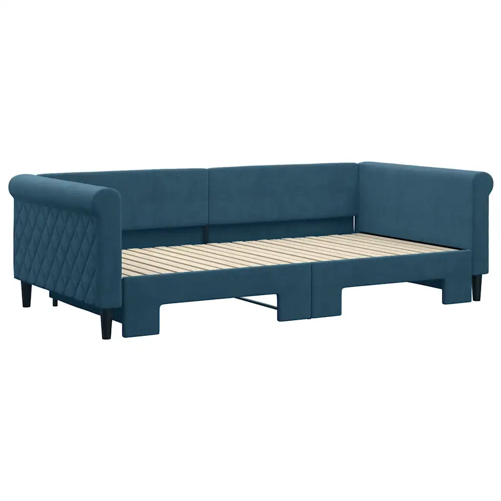 Divano Letto con Letto Estraibile Blu 100x200 cm in Velluto 3197777