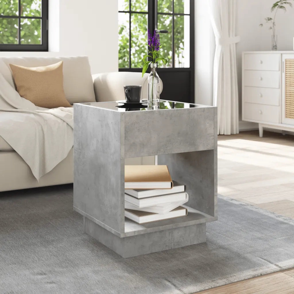 Tavolino da Salotto con LED Infinity Grigio Cemento 40x40x50 cm 847647