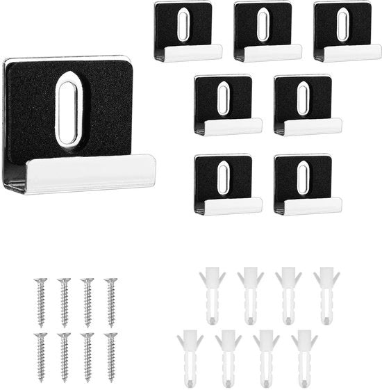 Fissi per specchio in metallo pesante - 8 pezzi - set di fissaggio per specchio - hardware di montaggio per specchio - in acciaio inossidabile - inclusi viti/pad di gomma - fissaggio per specchio