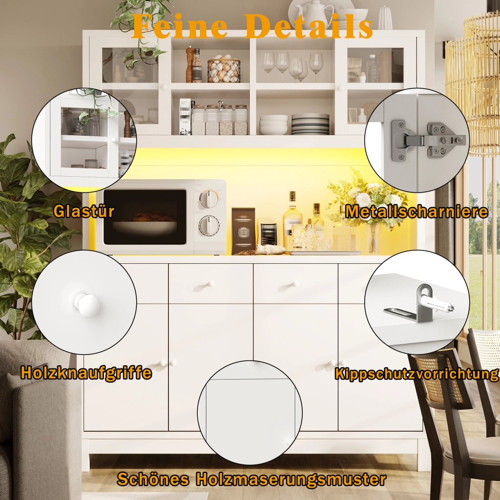 ARMADIO ALTO BUFFET 140x38,5x180 cm Bianco MDF con LED RGB