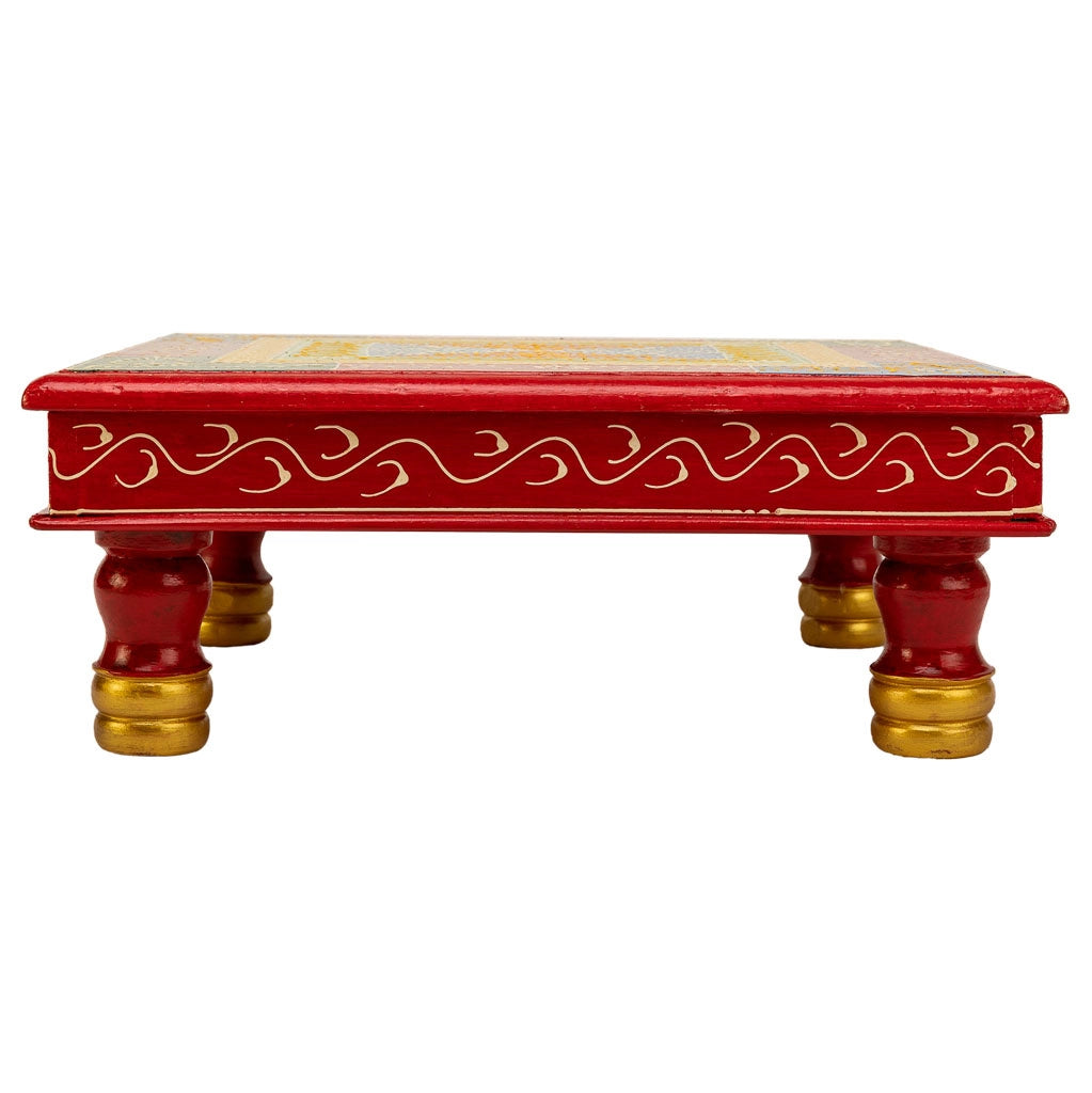 Tavolino in legno dipinto a mano 38x38x14h