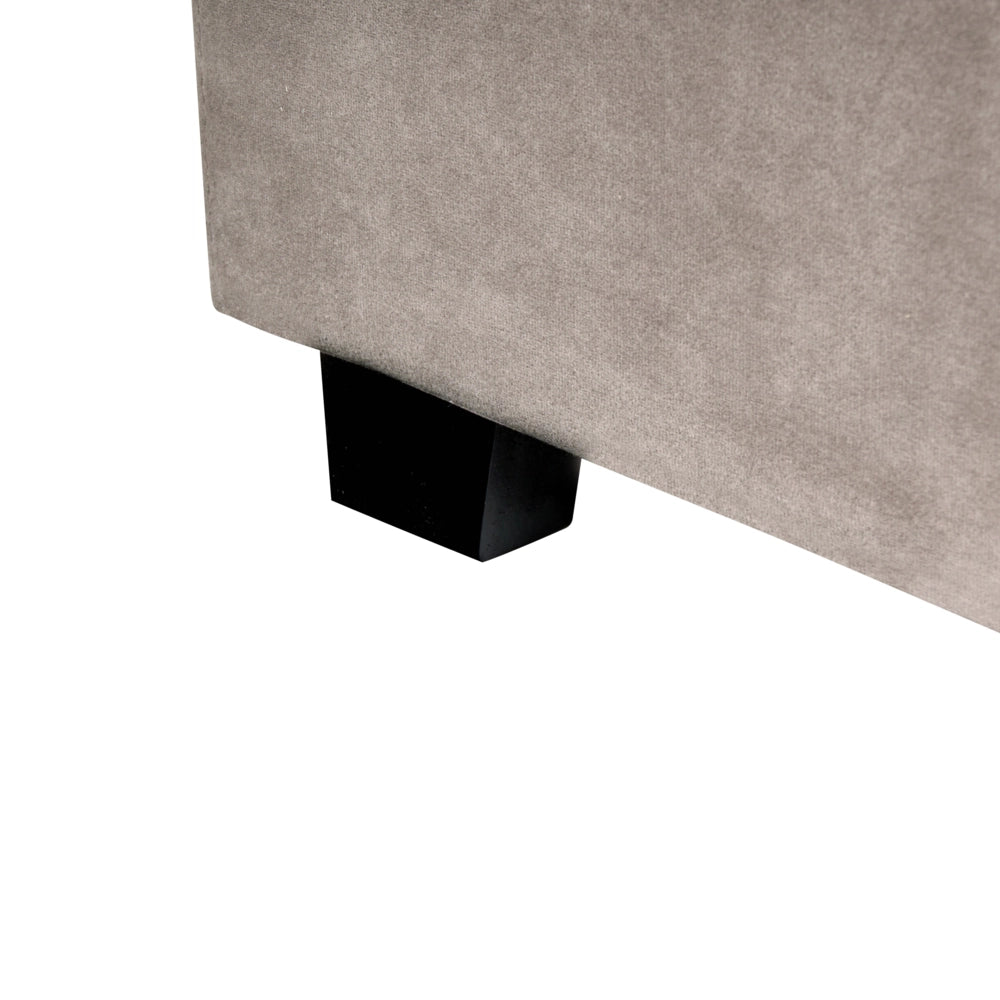 Letto matrimoniale velluto tortora 140 x 200 cm testata alta a conchiglia stile retrò