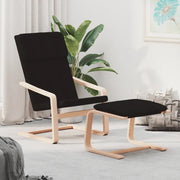 Divano Sedia-Poltrona Relax con Poggiapiedi Nera in Tessuto 376782