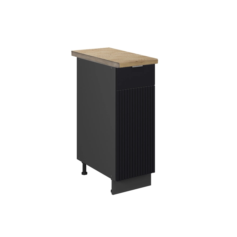 Armadio cucina dispensa alto Fame-Line Nero rigato/Antracite 30 cm, PL Rovere Vicco
