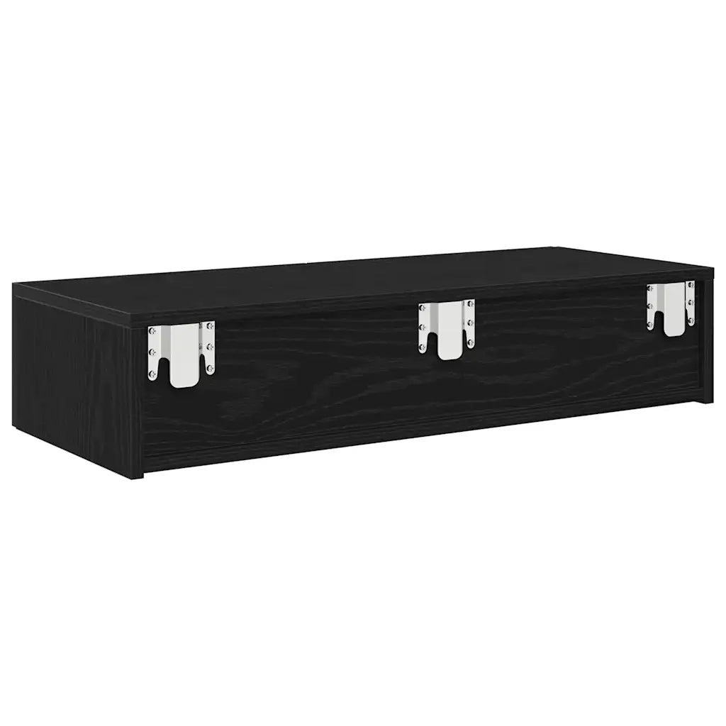 Scaffale a Parete con Cassetti Nero 80x33x17 cm in Truciolato 859978