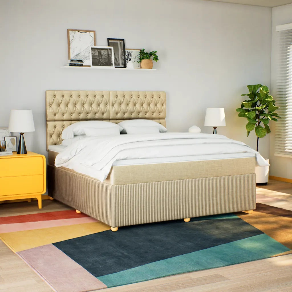 Giroletto a Molle con Materasso Crema 180x200 cm in Tessuto 3294447