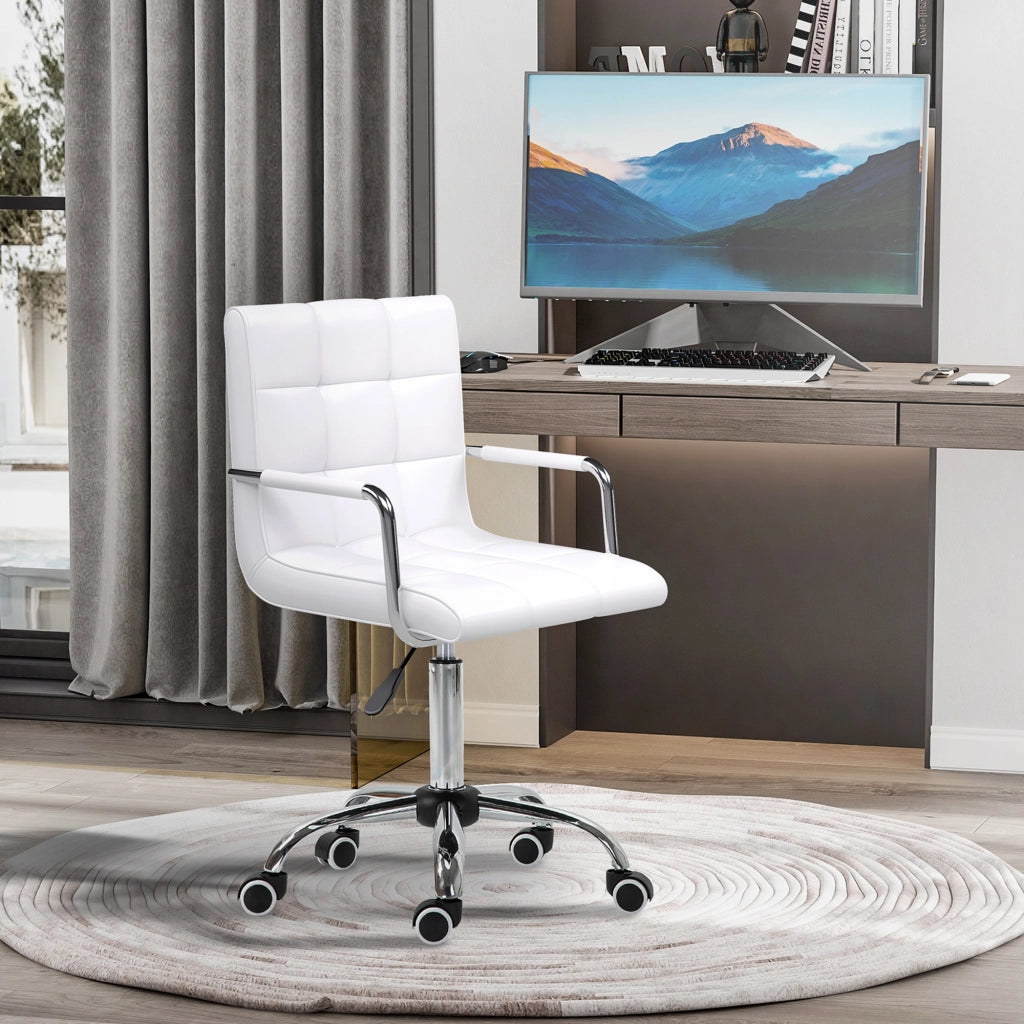 SEDIA DA UFFICIO girevole regolabile 64x32x53 cm PVC bianco