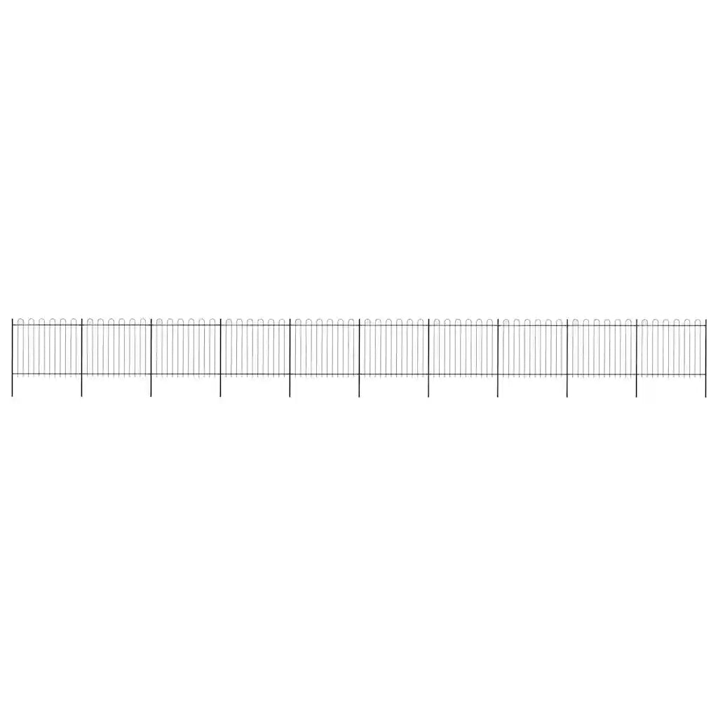 Recinzione da Giardino con Parte Superiore ad Anello in Acciaio 1673x150 cm Nero 277683