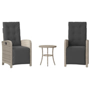 Set da Bistr¨° 3 pz | Set Salotto da Giardino con Cuscini Grigio Chiaro in Polyrattan