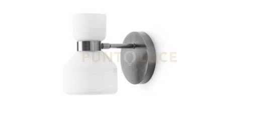 FIFTY APPLIQUE DA PARETE ORIENTABILE ACCIAIO SPAZZOLATO E VETRO BIANCO OPALE ATTCCO E14