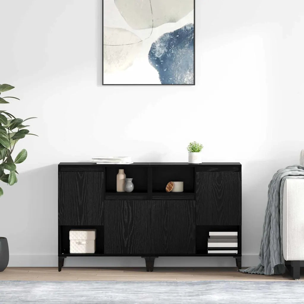 Credenza | Sideboards 2 pcs Rovere Nero 60 x 35 x 70 cm Legno multistrato