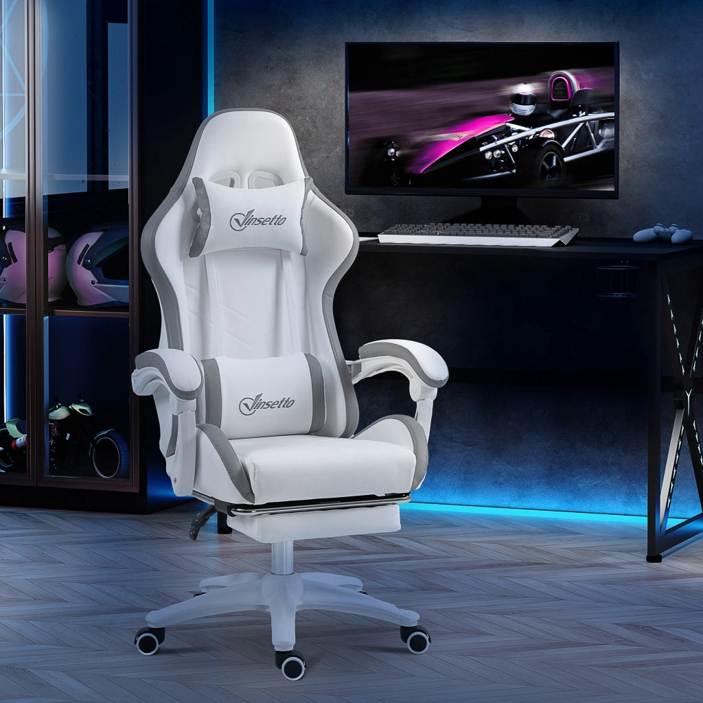 Poltrona da gaming ergonomica ¨C zephmum ¨C bianco 65x65x121-129 cm