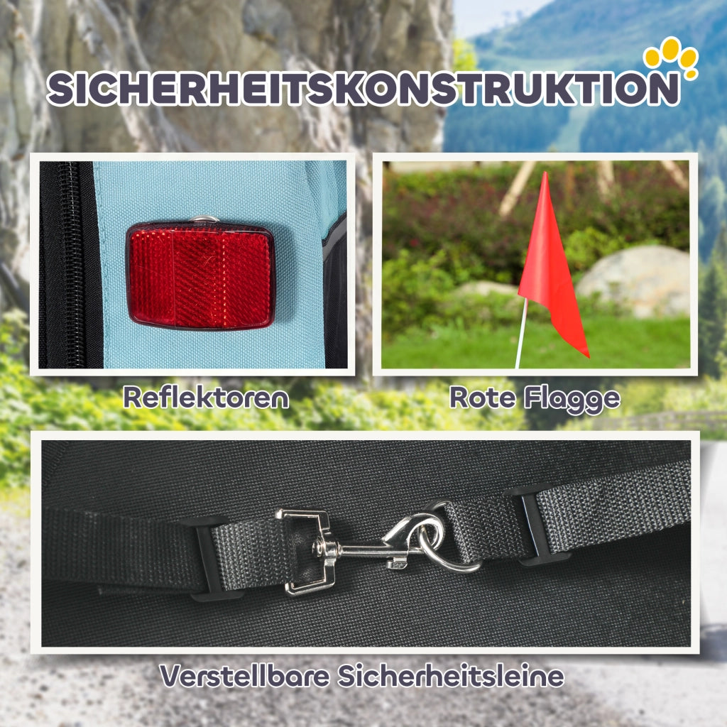 Trasportino per cani pieghevole per bicicletta ¨C Minimal ¨C Blu chiaro 143x70x90 cm