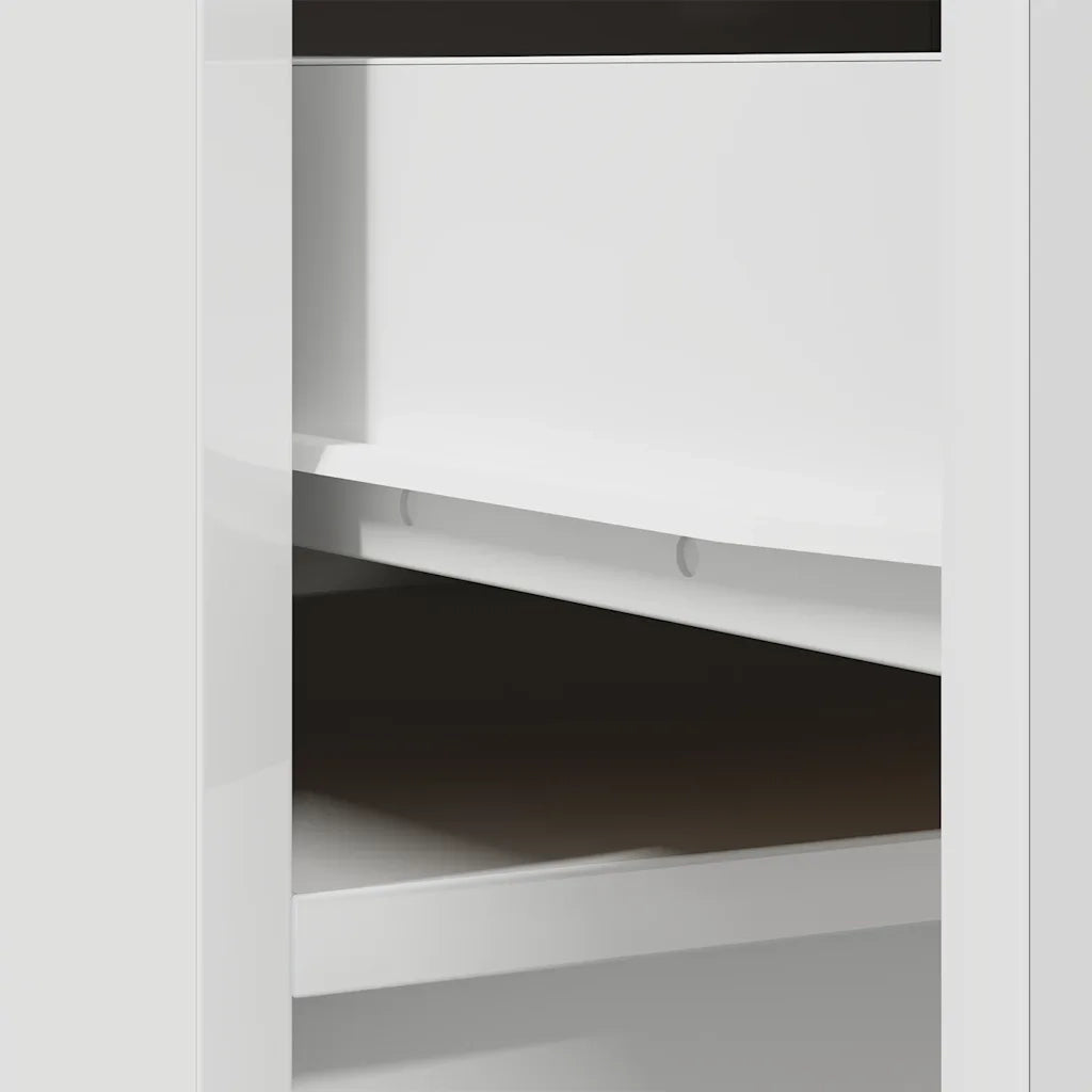Credenza Bianca 37,5x35x180 cm in Legno Multistrato