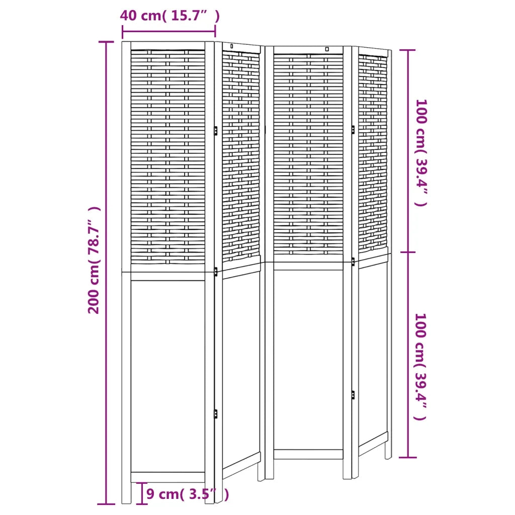 Divisorio Ambienti | Divider per stanze | Paravento 4Pannelli Bianco Legno Massello di Paulownia