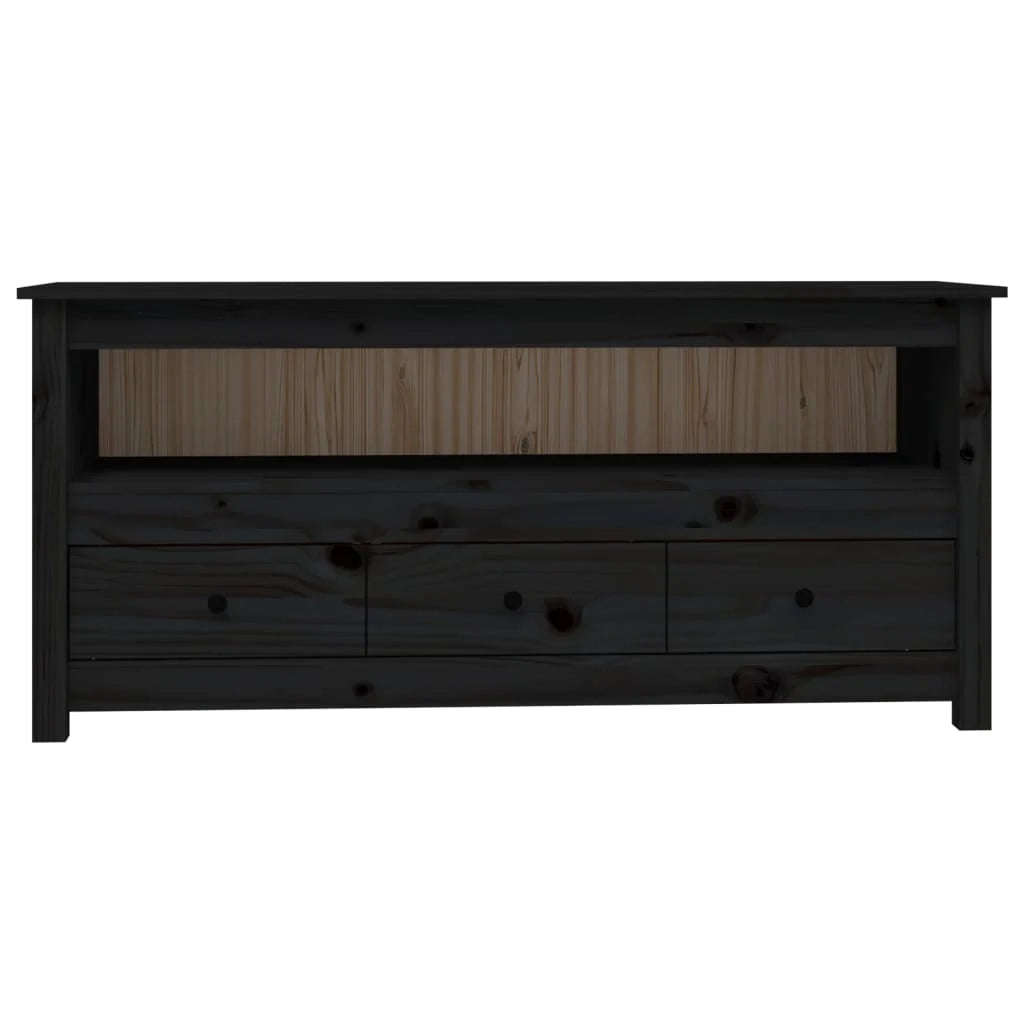 Mobile TV multimediale scaffale TV credenza mobile TV sala da pranzo soggiorno camera da letto 114 x 35 x 52 cm legno di pino massiccio nero 02_0025785