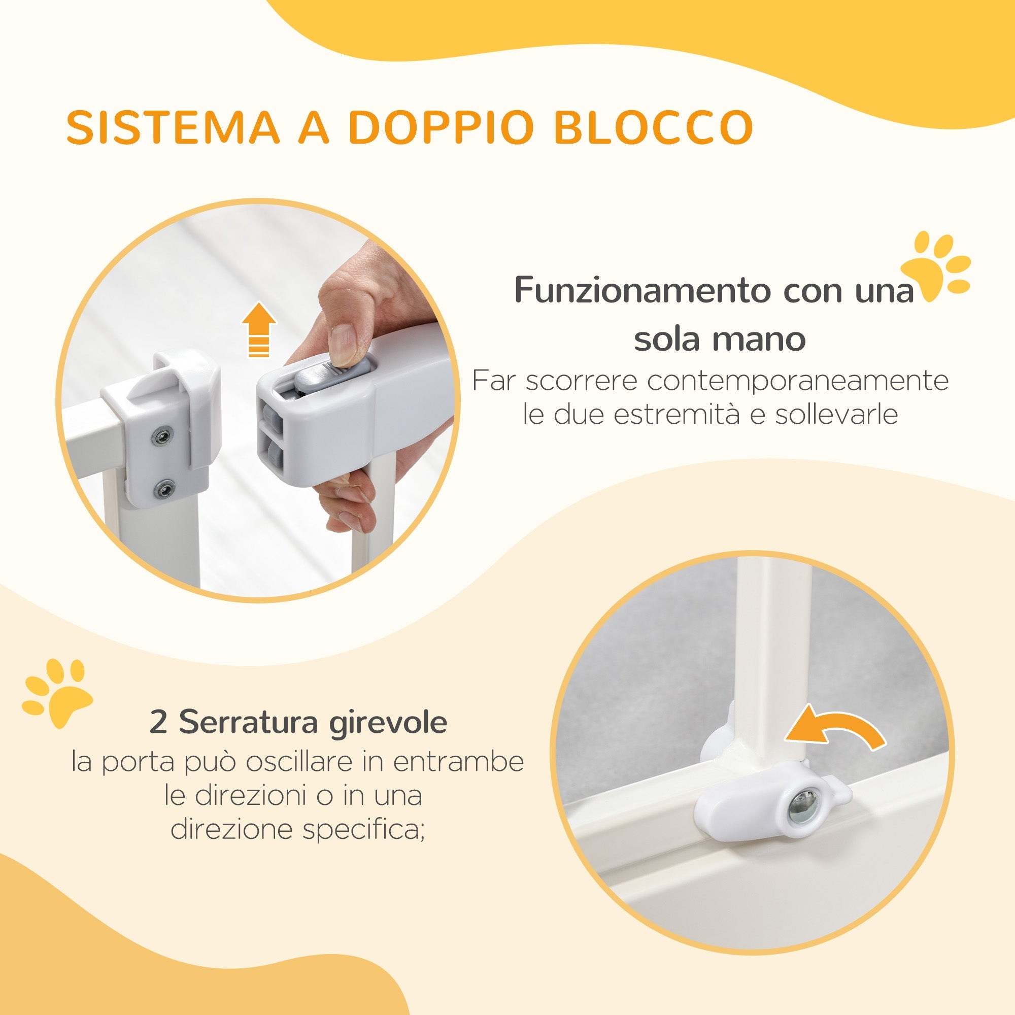Cancelletto di Sicurezza per Cani Montaggio a Pressione Chiusura Automatica 76,2A cm Bianco