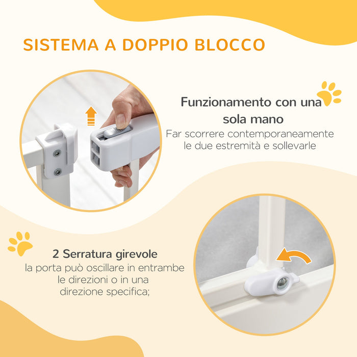 Cancelletto di Sicurezza per Cani Montaggio a Pressione Chiusura Automatica 76,2A cm Bianco