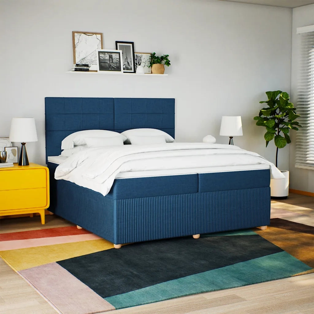 Giroletto a Molle con Materasso Blu 200x200 cm in Tessuto