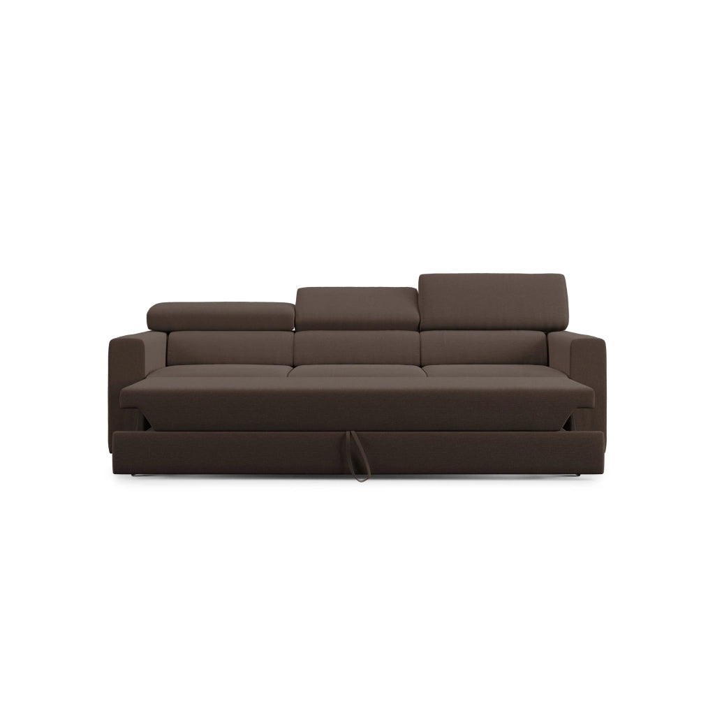 Dylan Divano a 3 sedute con estraibile a cassettone in tessuto simil cotone impermeabile T13 240 cm marrone