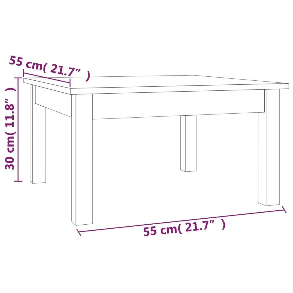 Tavolino da Salotto Nero 55x55x30 cm Legno Massello di Pino 814233