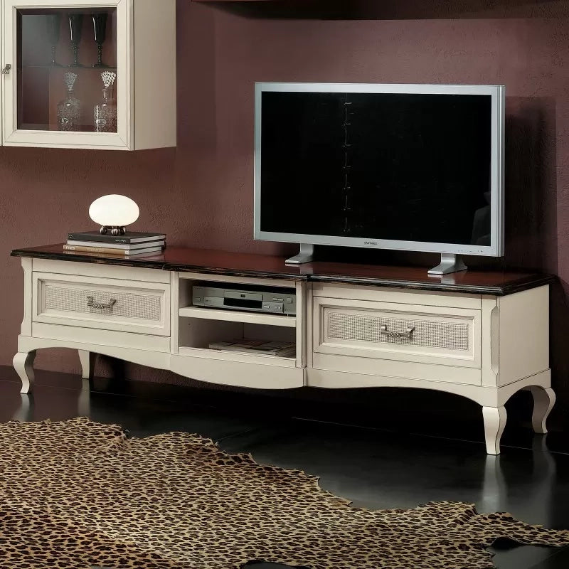 Parete attrezzata porta tv classica legno bicolore shabby - Mobili 2G